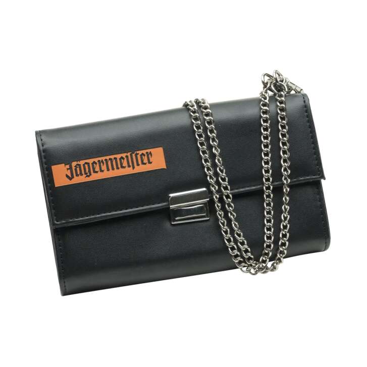 1x Jägermeister liqueur wallet leather black logo orange with chain
