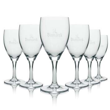 6x Bismarck water glass water goblet white writing with...
