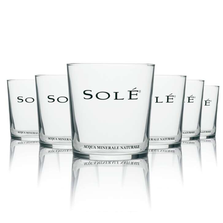 6x Solé water glass Aqua Minerale Naturale 300ml