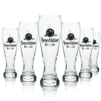 6x Benediktiner beer glass wheat 0,5l Rastal