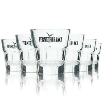 6x Fernet Branca shot glasses 2cl short tumbler shot...