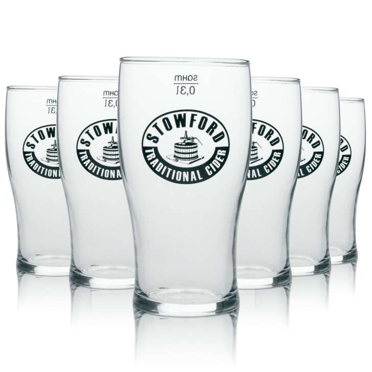 6x Stowford cider glass long drink black logo 300ml