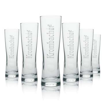 6x Krombacher Glass 0,3l Beer Cup Tulip Star Cup Relief...