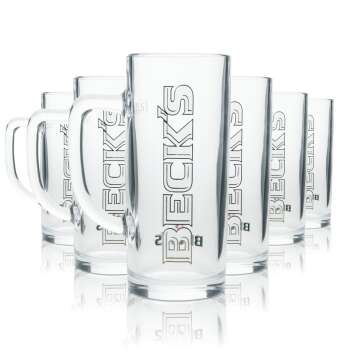 6x Becks beer glass 0,5l mug Donau Sahm