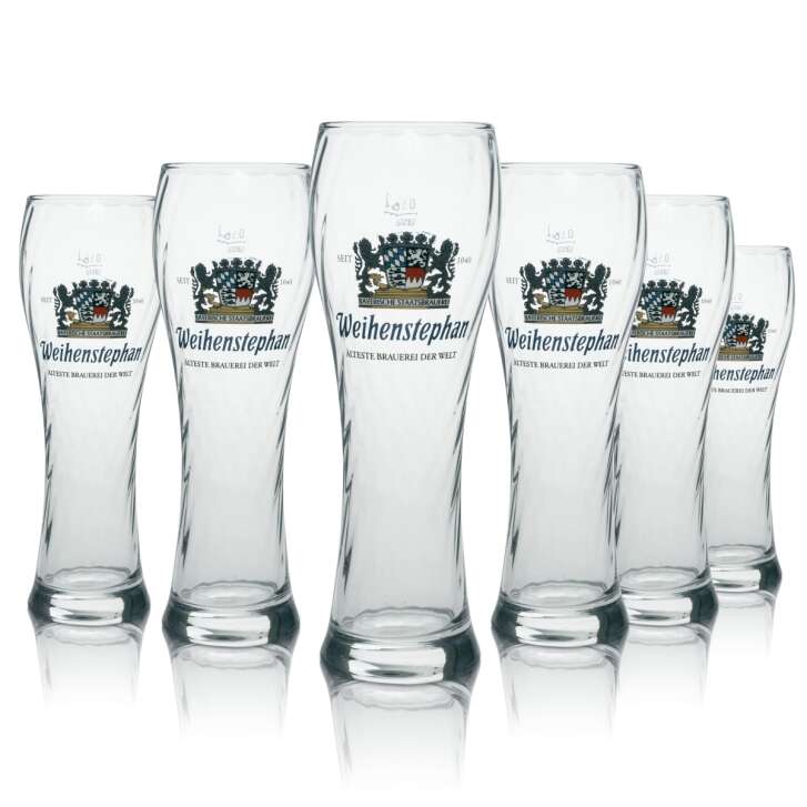 6x Weihenstephan beer glass 0,5l wheat beer glass "Älteste Brauerei der Welt" Rastal