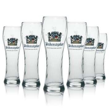 6x Weihenstephan beer glass 0,5l wheat beer glass...