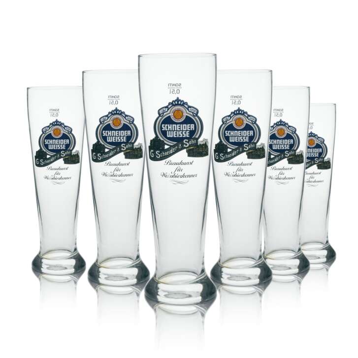 6x Schneider Weisse beer glass Braukunst for wheat beer connoisseurs 0.5l Sahm