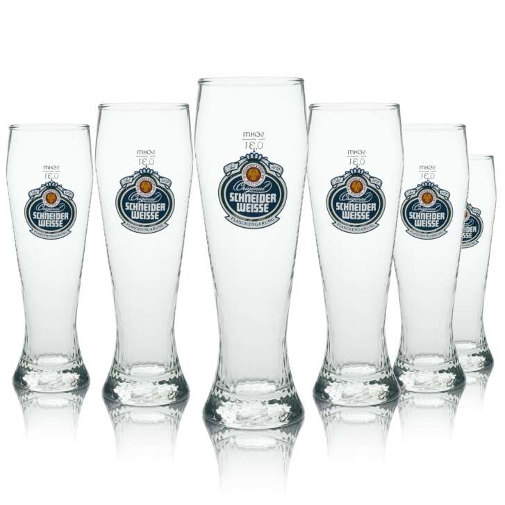 6x Schneider Weisse wheat beer glass 0.3l yeast crystal wheat contour glasses Gastro