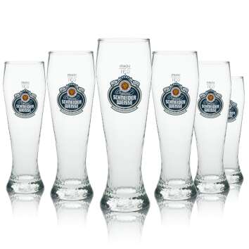 6x Schneider Weisse wheat beer glass 0.3l yeast crystal...
