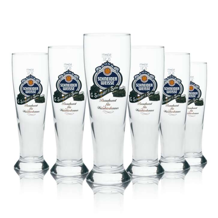 6x Schneider Weisse beer glass 0,3l Weizen Standard Sahm