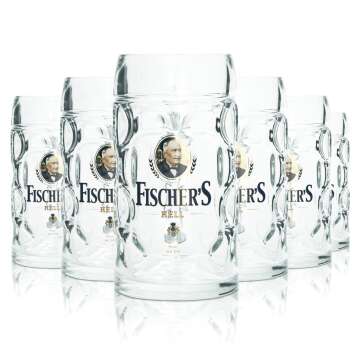 6x Fischers glass 0.5l beer mug mug Seidel glasses Helles...
