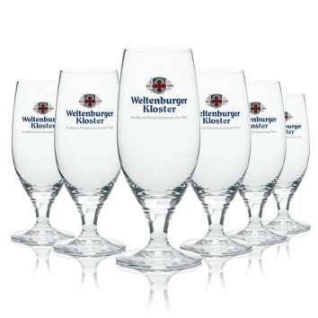 6x Weltenburger Kloster Beer Glass Goblet 0,3l Logo Red...