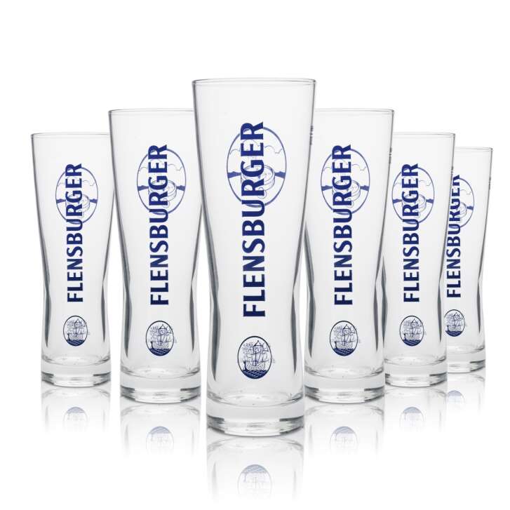 6x Flensburg beer glass "The beer of the north." Plop Sahm