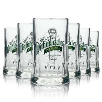 6x Dithmarscher beer glass 0,3l mug green logo Seidel Sahm