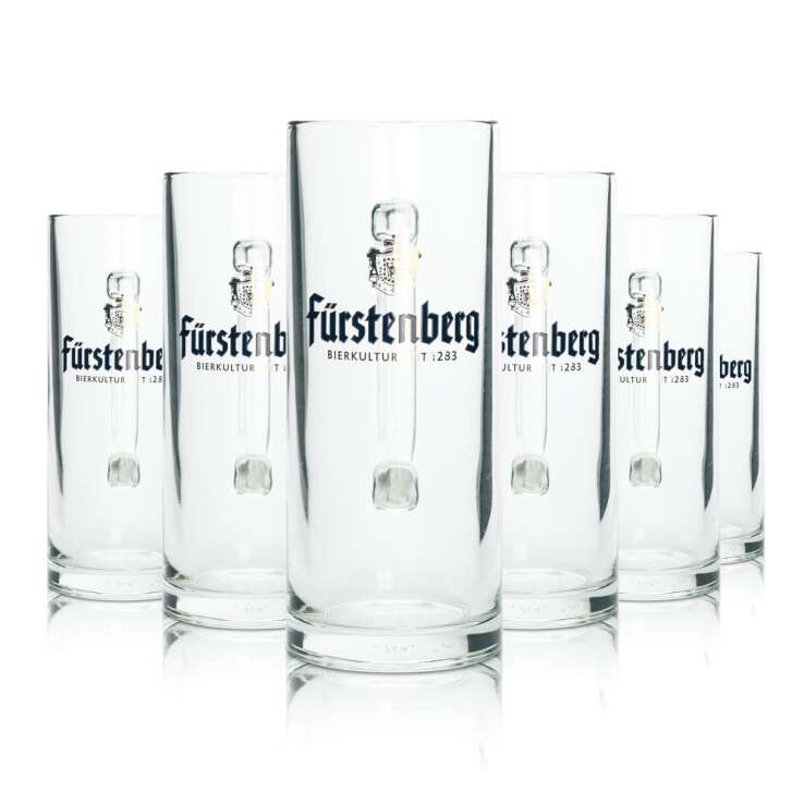 6x Fürstenberg Glass 0.5l Beer Tankard Pitcher Seidel Glasses Calibrated Gastro Pilsener