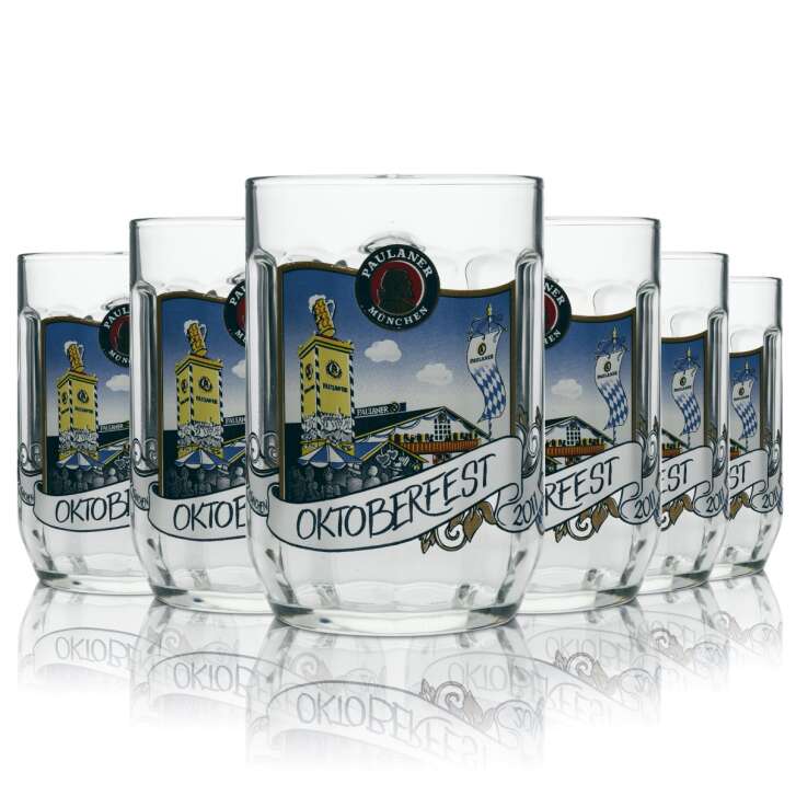 Paulaner beer mug glass 0.5l Oktoberfest 2011 collectors edition Humpen Seidel glasses