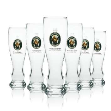 6x Franziskaner beer glass 0,3l Weizenglas Das Frische an...