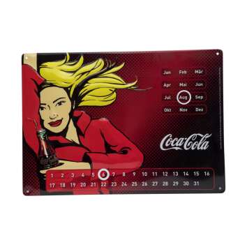 1x Coca Cola soft drinks tin sign woman with calendar
