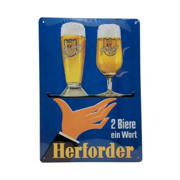 1x Herford beer tin sign 2 beers one word blue