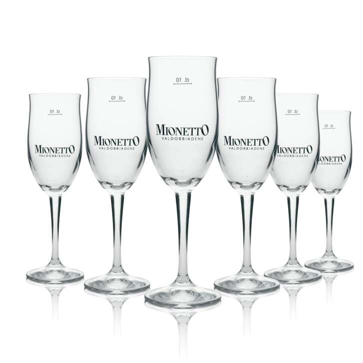 6x Mionetto glass 0.1l flute goblet glasses Secco sparkling wine Champagne Gastro Bar