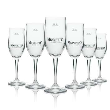 6x Mionetto glass 0.1l flute goblet glasses Secco...