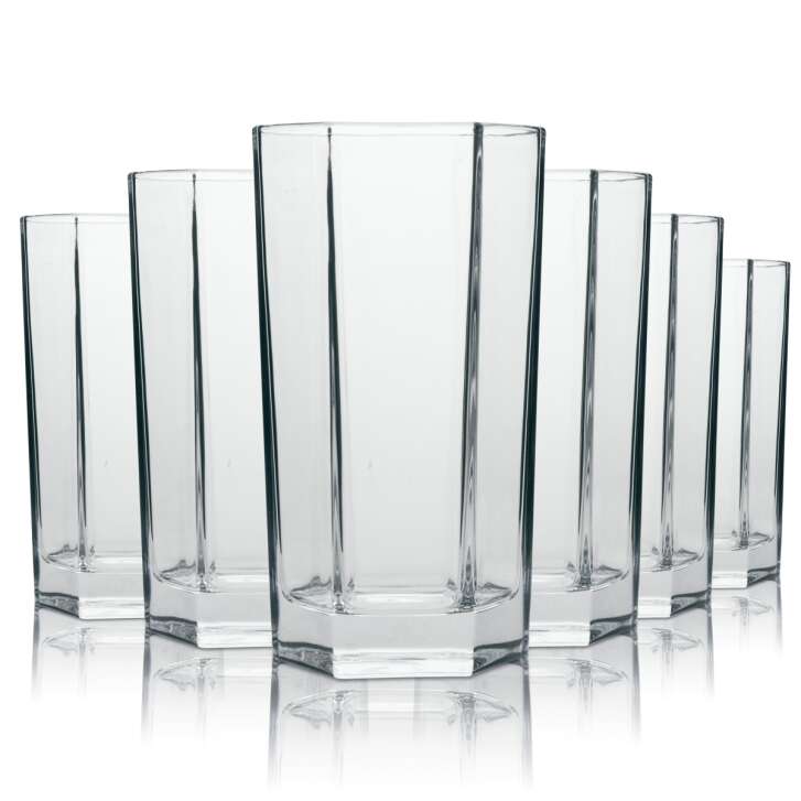 6x Roku glass 0.3l Hexagon contour long drink highball cocktail gin and tonic glasses