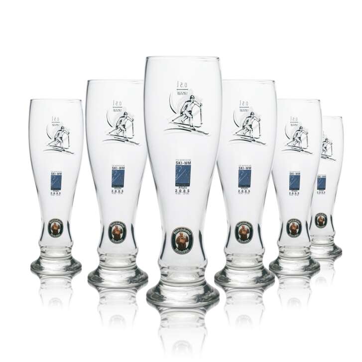 6x Franziskaner beer glass wheat glass ski edition 0,5l rastal