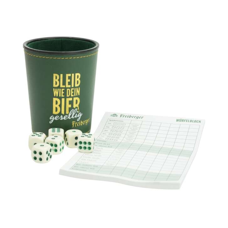 1x Freiberg beer dice cup set with dice + game pad