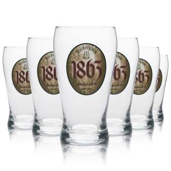 6x Freiberger beer glass Jubiläums Pils 1863 0,3