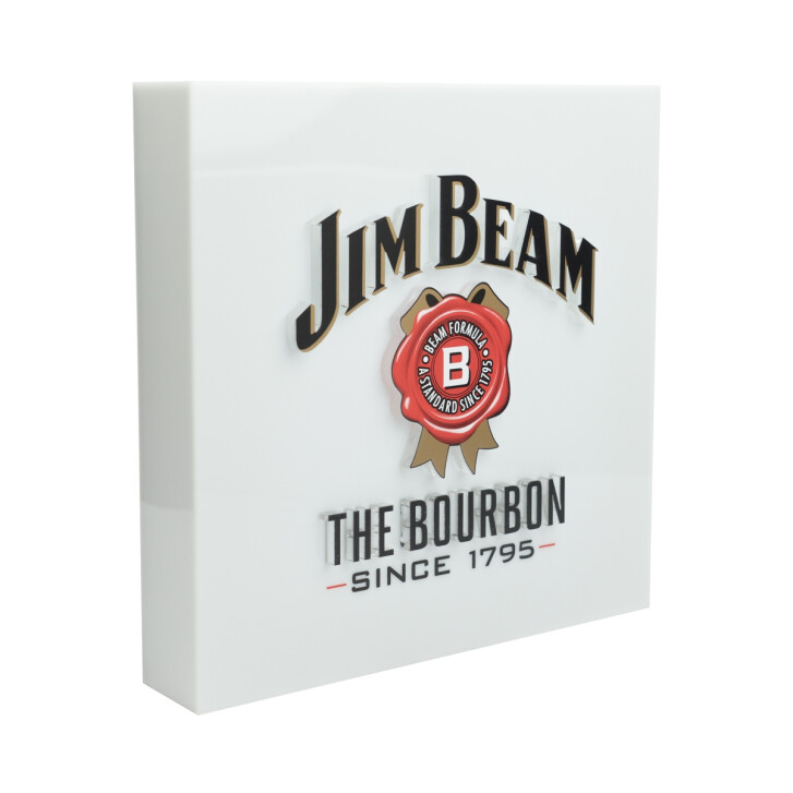 Jim Beam Whiskey Neon Sign LED Cube White 3D Advertising Board Display Light