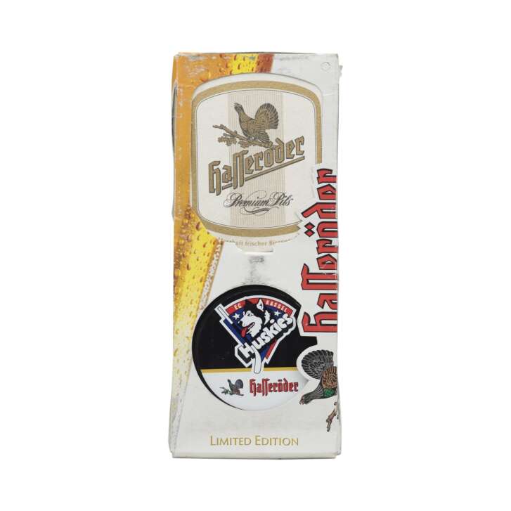 Hasseröder beer field hockey puck Huskies incl. beer mat glasses coaster ice hockey