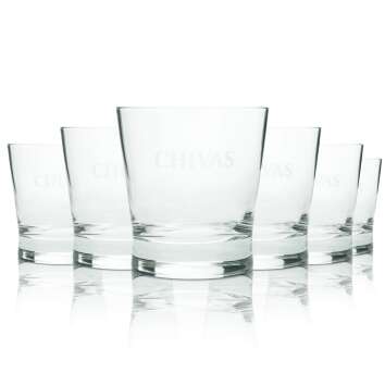 6x Chivas Regal Whiskey Glass Tumbler 12 Years Logo