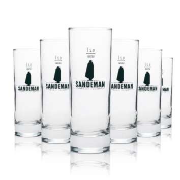 6x Sandeman wine glass long drink glass 200ml black logo