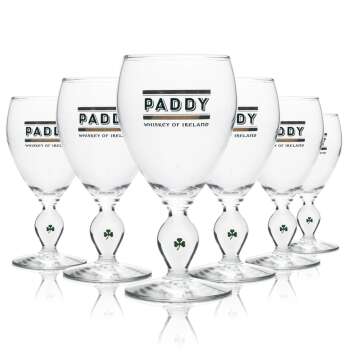 6x Paddy whiskey glass handle with shamrock