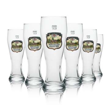 6x Weltenburger monastery beer glass wheat 0,3l Sahm