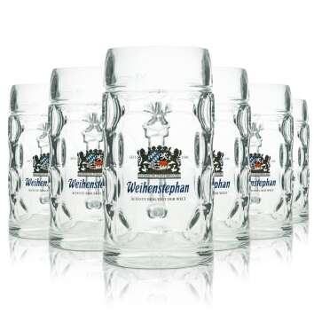 6x Weihenstephan beer glass mug points 0,5l