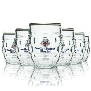 6x Weltenburger Kloster beer glass mug round 0,5l...
