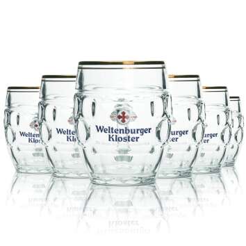 6x Weltenburger monastery beer glass 0.4l mug tankard...