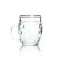 6x Weltenburger monastery beer glass 0.4l mug tankard Seidel gold rim glasses oak