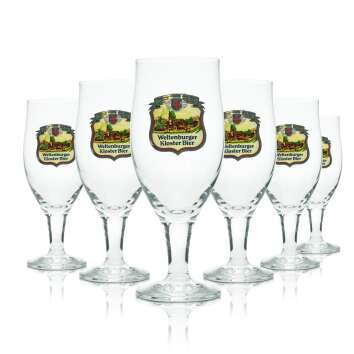 6x Weltenburger monastery beer glass goblet 0,3l Sahm