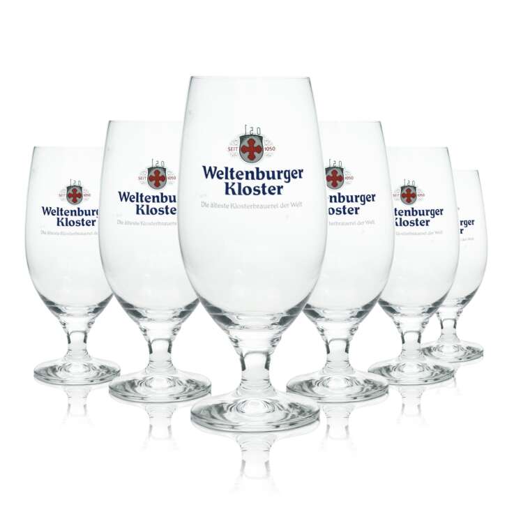 6x Weltenburger monastery beer glass goblet 0,5l Rastal