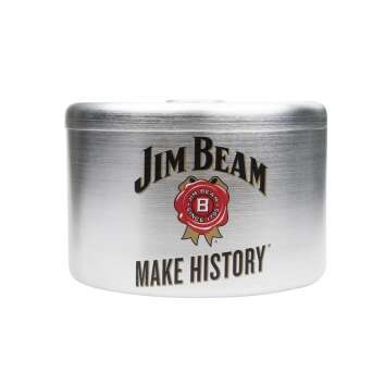 1x Jim Beam whiskey bottle cooler silver round metal Make...