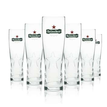 6x Heineken beer glass tulip 0,5l star relief