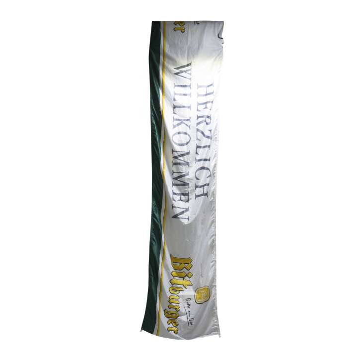 1x Bitburger beer flag, white and green, "Welcome"