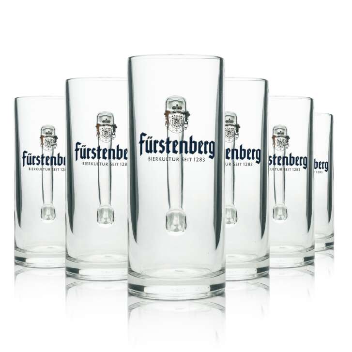 6x Fürstenberg beer glass jug 0,4l rastal