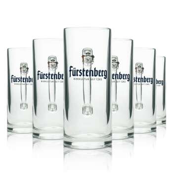 6x Fürstenberg beer glass jug 0,4l rastal