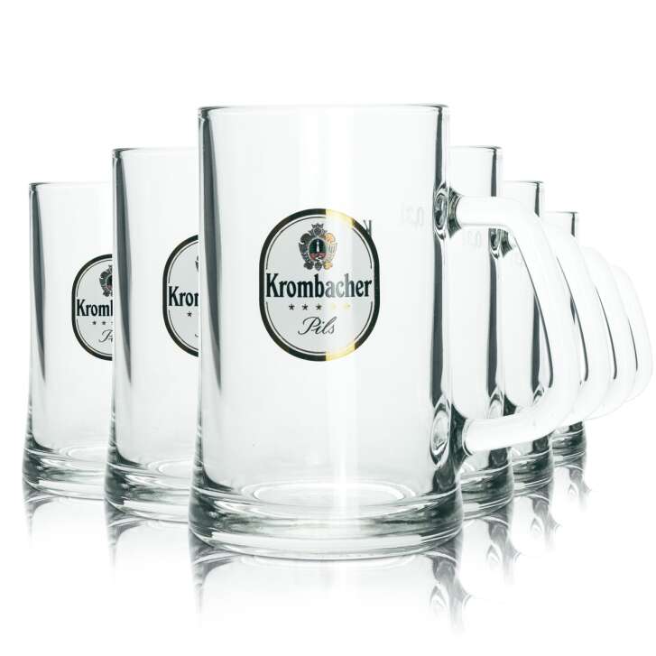 6x Krombacher glass 0.3l mug Seidel Humpen beer glasses Gastro Geeicht Pils Beer
