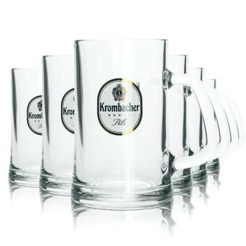 6x Krombacher glass 0.3l mug Seidel Humpen beer glasses...