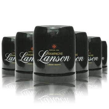 6x Lanson Champagne glass clay jug black small