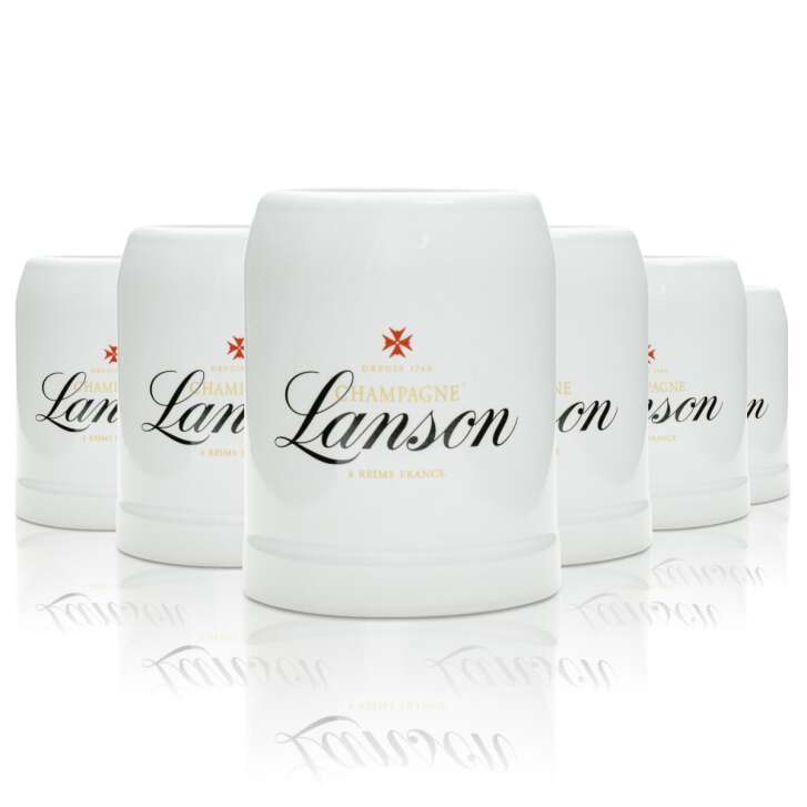 6x Lanson Champagne glass jug white small